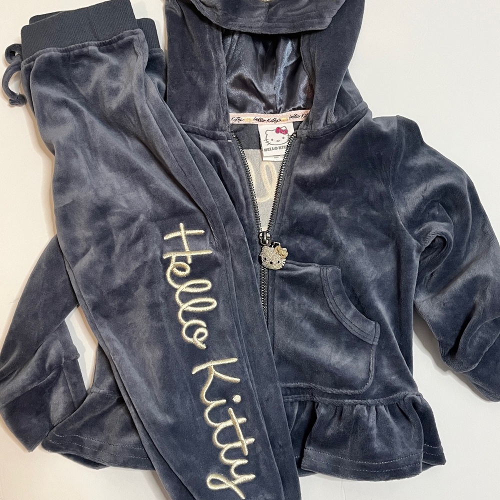 Hello Kitty Charcoal Velour Tracksuit